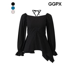 [GGPX] 단독특가  스트링 홀터넥 러플 블라우스 (GQ3SH035F)