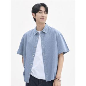 탑텐 TOPTEN 남성 데님 오버핏 셔츠 반팔_MSG2WC1525 MSG2WC1525 405246