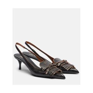 프라다 보우 디테일 프린지 레더 슬링백 펌프스 P01150046