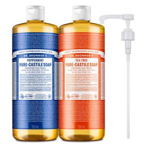 [닥터브로너스] 퓨어 캐스틸 솝 950ml 2종+펌프 1개 (향선택)