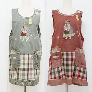 애플소녀 체크 앞치마