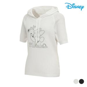 [디즈니골프]여성 아트웍 골지 반팔 후드 니트 DM1LKT007