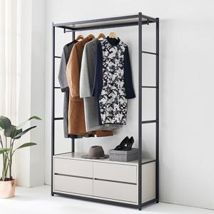 하이엔E0 1200시스템옷장 다용도2단서랍 철재행거 드레스룸