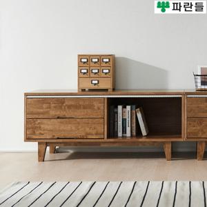 파란들가구 고무나무원목 한줄화이트 1200 비디오 원목거실장