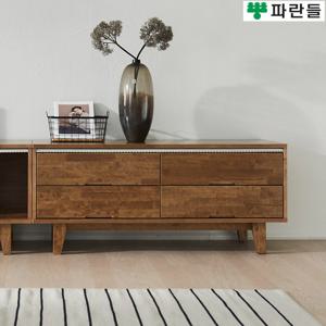 파란들가구 고무나무원목 한줄화이트 1200 서랍 원목거실장