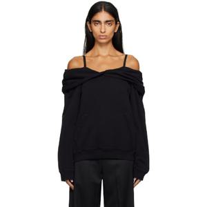 26 SS 메종마르지엘라 여성 블랙 오프숄더 후드티 252188F097006