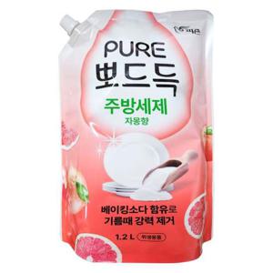 피죤 퓨어 뽀드득 주방세제 리필 자몽향 1.2L 설거지세제 베이킹소다 베이킹소다세제 기름기제거 기름때제게