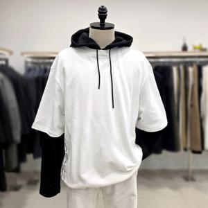 [레노마 옴므]23SS 오버핏 레이어드 후드티셔츠  RPAMTT09A 화이