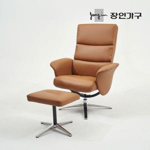 장인가구 아이리스 1인 리클라이너 가죽 소파 의자 +스툴