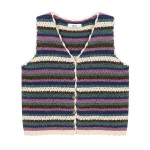 [에이비에프지]스트라이프 배색 포인트 V넥 니트 베스트 APY4ZV36K