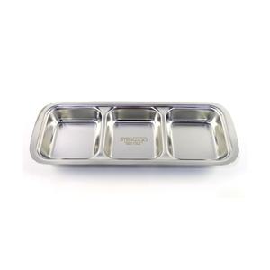 스텐락 카네이션 사각 찬기 3구 접시 스텐접시 사각접시 미니접시 사각미니접시 반찬접시 소스접시 양념접