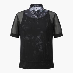 데상트골프웨어 GQC DQ22WFTS43-BLKG 아크먼트(ACMT) 여성 매쉬 커버업 반팔 티셔츠 / BLACK