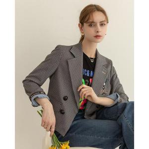 르니앤맥코이 세이브존05 자수 레터링 체크 크롭 자켓 ML04JK208