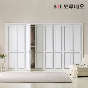 보루네오 E0 웨인스코팅 루비 여닫이 붙박이장 390cm 13자