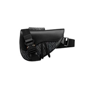 디올 새들 백 블랙 CD 다이아몬드 캔버스 스무스 카프스킨 1ADPO093CDP-H43E