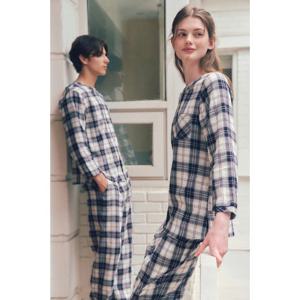 (비너스) 캐주얼 체크 라운드형 면기모 커플 상의 홈웨어-VEV3963WM