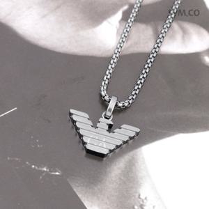 알마니 EGS3169 독수리 엠블럼 데일리 실버 톤 빈티지 남자 스틸 목걸이 d