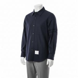 톰브라운 토널 4바 스트라이프 스냅 프런트 캐시미어 울 아우터형 셔츠 MJO055A 06393 415 374007