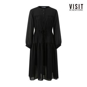 비지트인뉴욕  허리 스트링 쉬폰 플레인 원피스 (V63OP05)