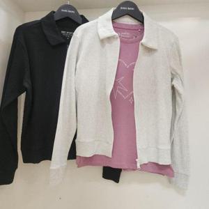 뱅뱅 HC15 뱅뱅 봄 여성 골지 카라 스판 긴팔 집업 티셔츠 NTLT13