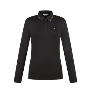 [핑]여성 카라 배색 포인트 긴팔 티셔츠 121F1TO051_BK