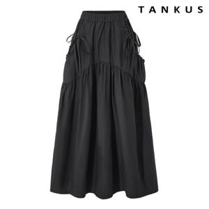 [탱커스]리본 끈 포인트 셔링 밴딩 롱 스커트 (TY2SK006L0)