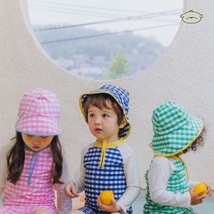 [엠케이] 체크 남여 아동 썬블럭햇 아쿠아 수영 모자 800521