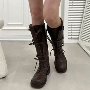 여자 버클 바이커 롱부츠 캐주얼 부츠 SKR011