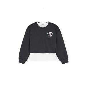 M MLB키즈긴팔티 TQK 7FMTH0151-50BKS 하트 스포티브 여아 레이어드 크롭 맨투맨 뉴욕양키스