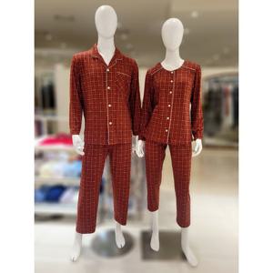 [비비안] 행운레드 하트체크나염 부드럽고 따뜻한 구김X 폴리기모 커플잠옷세트 (MPA/WP8879R)