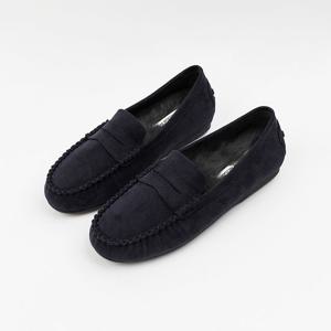 [신난다슈]여성 털 로퍼 단화 2cm 모카신 플랫 슈즈 토끼털 기모 스웨이드 GDR25540 블루