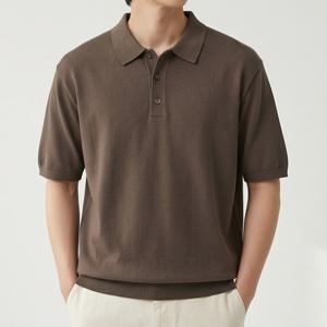 [리얼슬로우]블론 린넨 카라 반팔 니트 RSKT3085