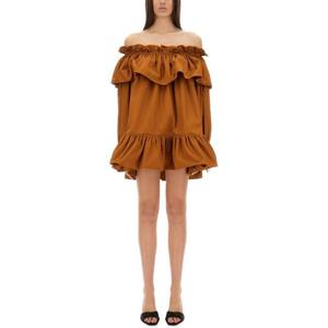 생로랑 오프숄더 러플 미니 원피스 820312 Y3A992498