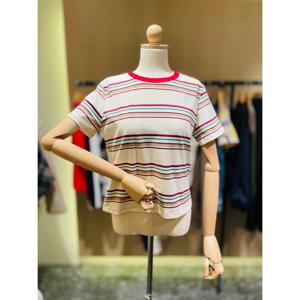 [러브앤쇼] 배색 포인트 단가라 티셔츠 GCGDGTS06