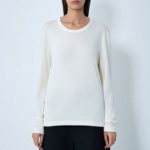 26 SS 크루넥 스트레이트 헴 롱슬리브 저지 코튼 니트 탑 크림 TO1441 LJ1016 WH048