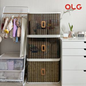 올지 올지 슬라이딩 리빙박스 2개 세트 66리터 투명 플라스틱 옷 장난감 수납함 펜트리