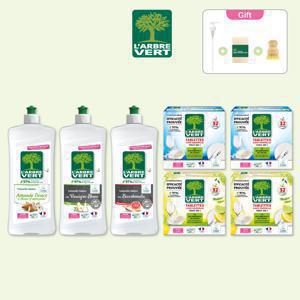 라브르베르 설거지 완벽 세트(식세기 타블렛 4개+주방세제 3개)+펌프+수세미+팟브러쉬