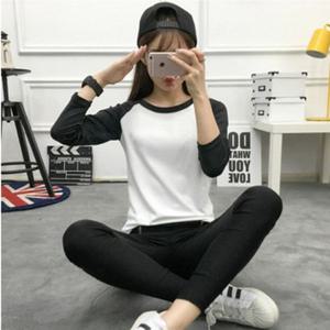 긴팔 여자 기본티 무지티 투톤티셔츠 여성긴팔티 (W652D50)