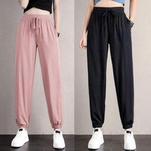 여자데일리룩 있는 원단 소재 여름 통바지 입을수 조거 여자긴바지