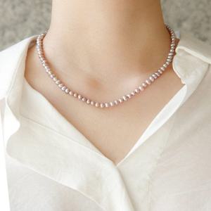바이데이지 라이트 퍼플 4.5mm 담수 진주 목걸이 Bn0498