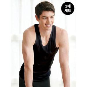 [TRY]남성 순면 민소매 블랙 런닝 3매 세트