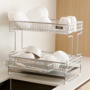 소벨 엠보형 연마제없는 올스텐 304 헤이븐 2단 식기건조대 물빠짐 쟁반형 베이직(+멀티바스켓)