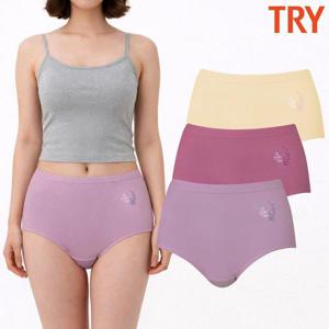 [트라이]트라이 여성면100팬티 순면 맥시팬티 삼각 엄마 할머니 퀸스 3종세트