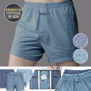 남성 면100% 니트 트렁크팬티 3매입 카오스