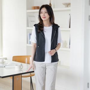 엄마옷 마담4060 여름조끼블론후드-QVE2503015-