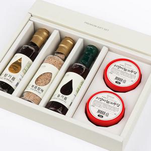 [청아띠] 국내산 기름 선물세트 2호(4종/참기름+들기름+볶음참+고추장)