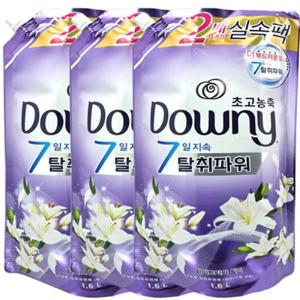 다우니 초고농축 섬유유연제 1.6L(드럼/일반겸용) 탈취파워 화이트티와 릴리 리필x3개