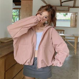 후드집업 후드티 스타일리시하고 실용적인 여성 바람막이 점퍼