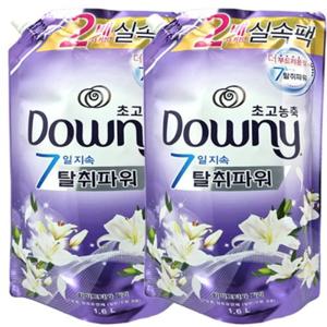 다우니 초고농축 섬유유연제 1.6L 리필 탈취파워 화이트티와 릴리X2개 (드럼/일반겸용)
