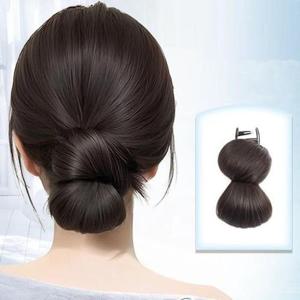 여성 로우번 올림머리 스타일 집게 부분 가발